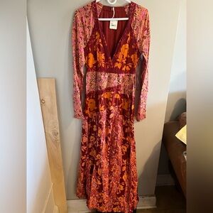 Cotton BoHo floral maxi dress free people NWT